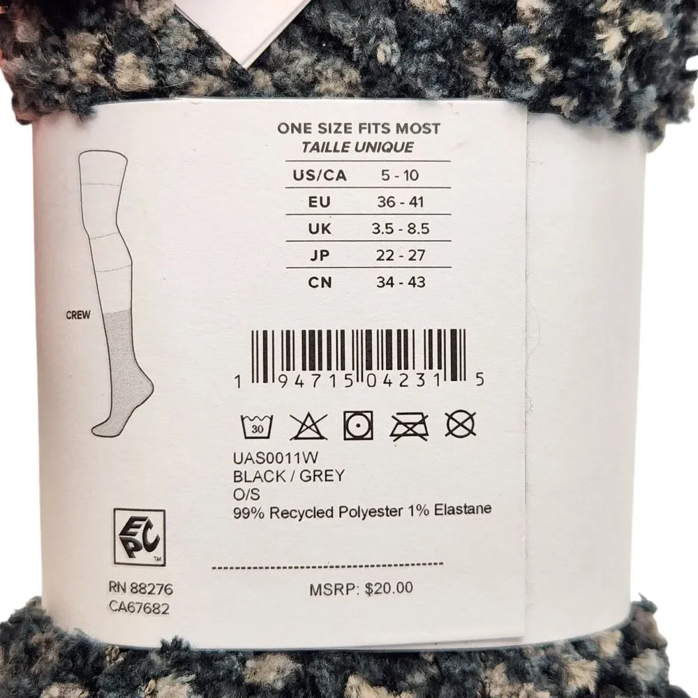 UGG Cozy Chenille Socks Crew Cut Black Grey Womens OS Soft Confetti Lounging NWT